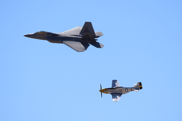 F-22A Raptor and P-51 Mustang