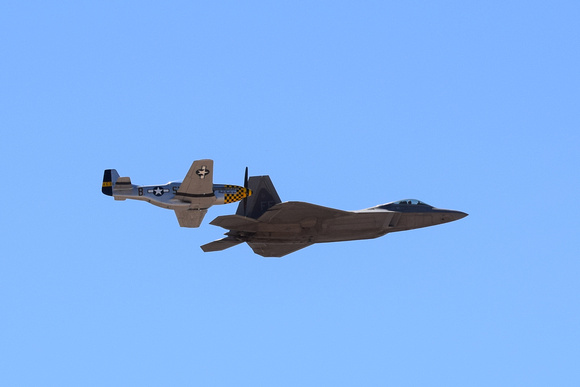 F-22A Raptor and P-51 Mustang